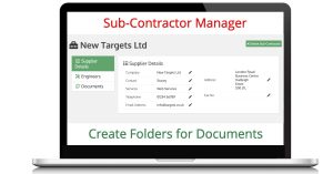 Sub Contractor Management Screen on the FM Planner System